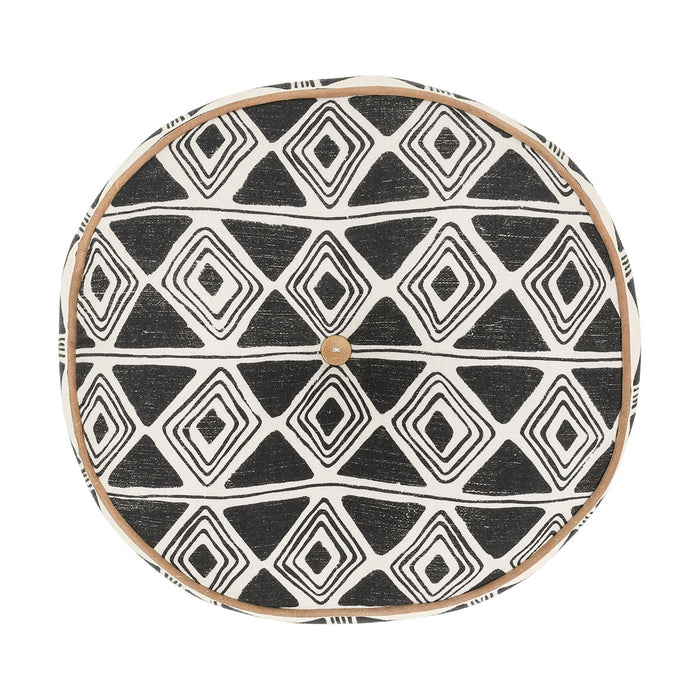 Radiant Oasis - 18" Round Nubia Pillow - Black / White