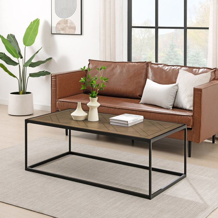 Decorative Parquet Top Rectangle Coffee Table - Parquet Veneer