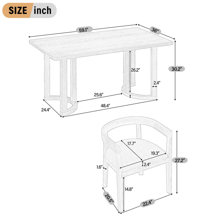 Rectangular Dining Table Set For 6 With Upholstered Barrel Back Chairs