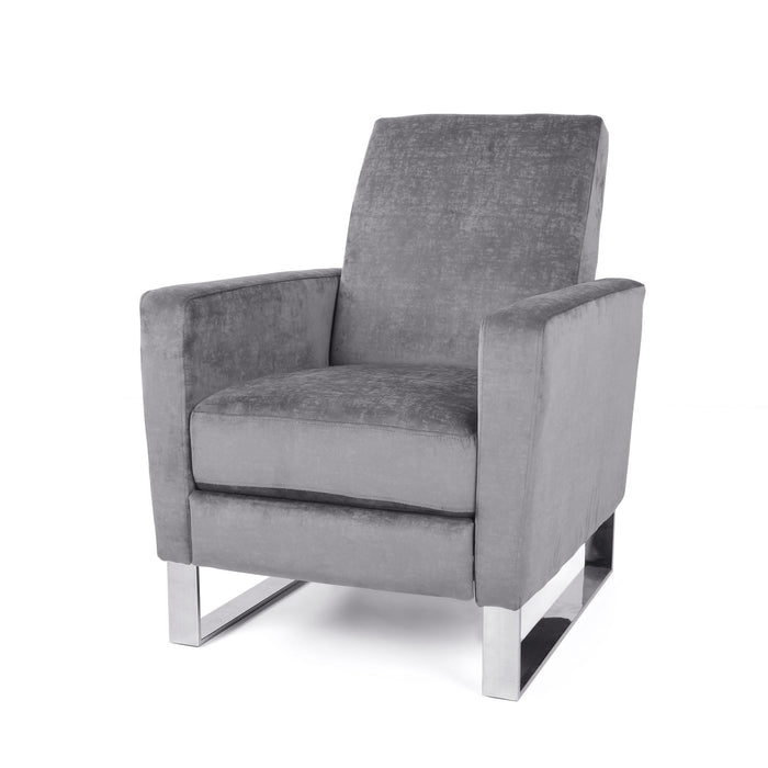 Bolt - Upholstered Recliner Chair With Stainless Steel Base - Gray / Chrome