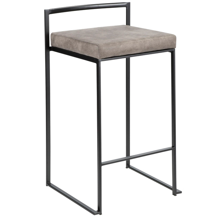 Fuji - Contemporary Stackable Counter Stool (Set of 2) - Black / Stone
