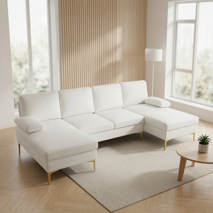 U - Shaped Sectional Sofa With Double Chaise
