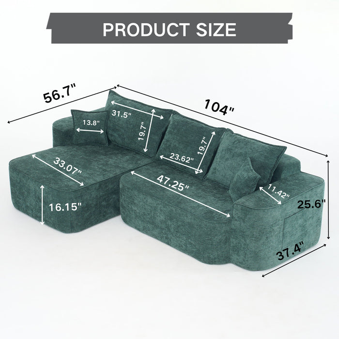 L-Shaped Sectional Sofa Couch With Chaise, Extra Deep Seats