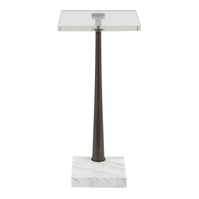 Pelton - Marble Glass Drink Table - Bronze / White