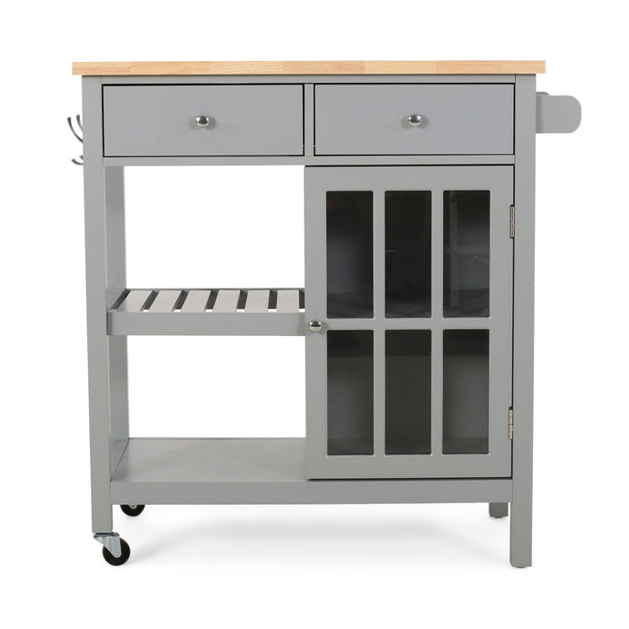 Aidah - Contemporary Kitchen Cart With Wheels - Gray