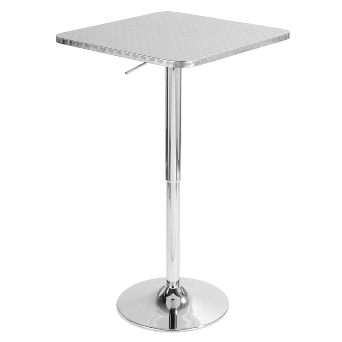 Bistro - Contemporary Adjustable Square Bar Table - Silver