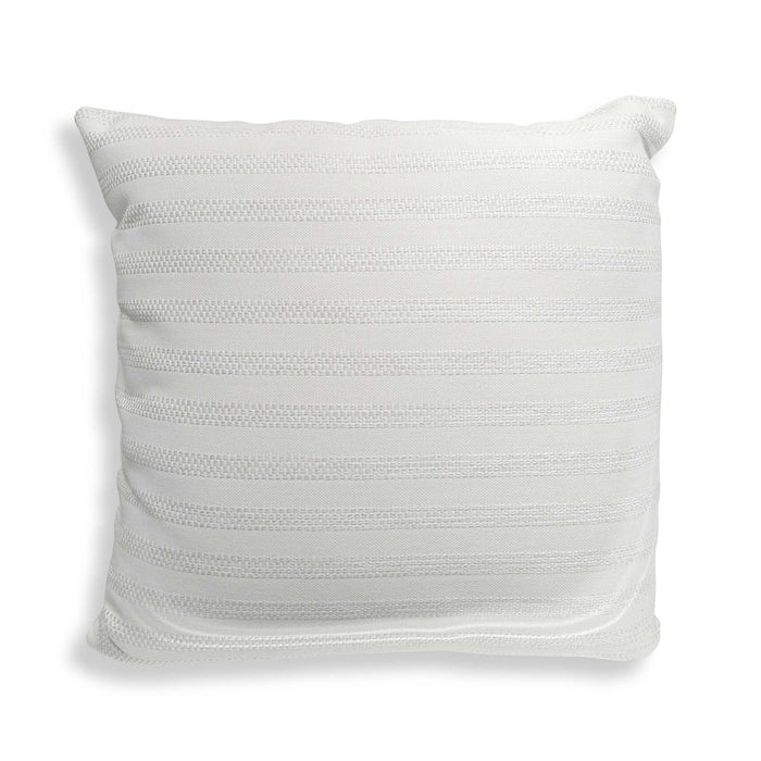 Basket Stripe - Ivory Outdoor Pillow - White