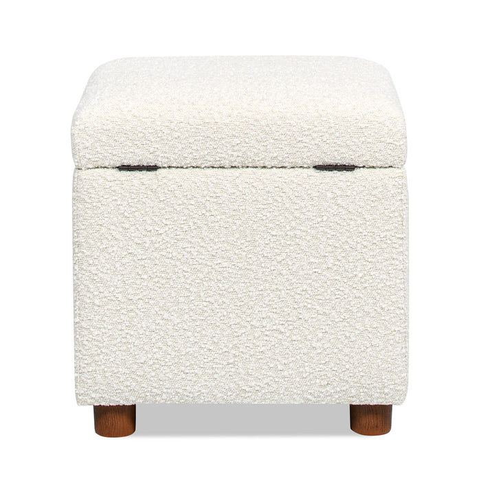 Upholstered Storage Ottoman - Ivory White