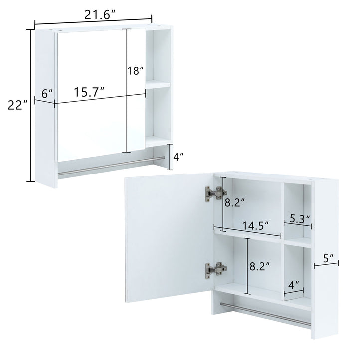 Bathroom Mirror Medicine Cabinet Wall Mounted With Shelves