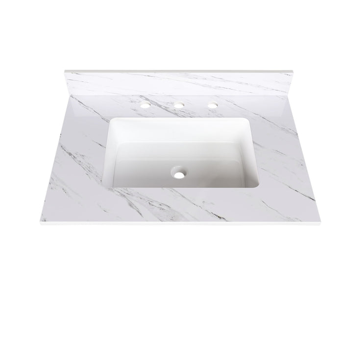 Bianco Carrara Venato Elegant Marble Vanity Top, Bathroom Vanity With Undermount Sink, Sintered Stone