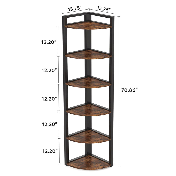 Tall 6 Tier Corner Bookshelf For Living Room