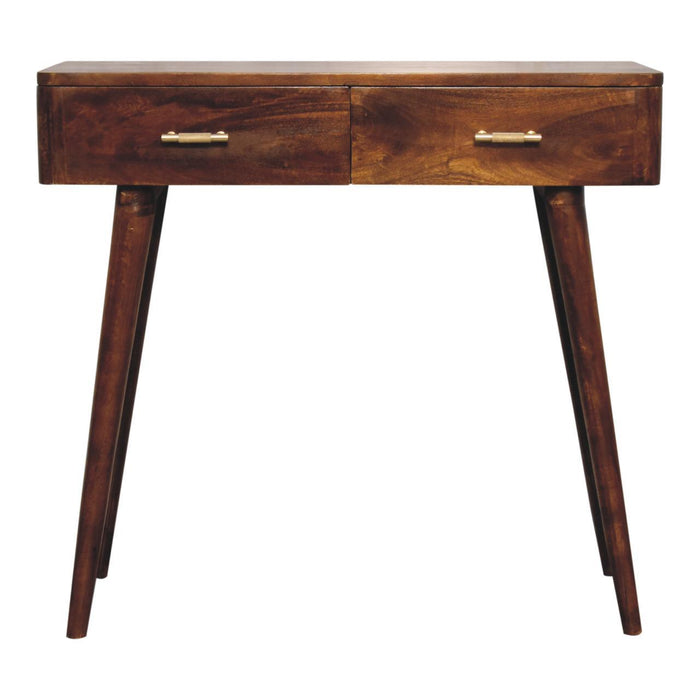 T Bar Console Table, 2 Drawers - Chestnut