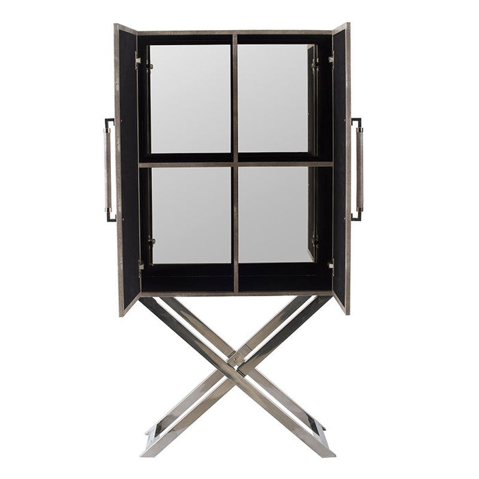 Cabinet - Silver - Faux Leather