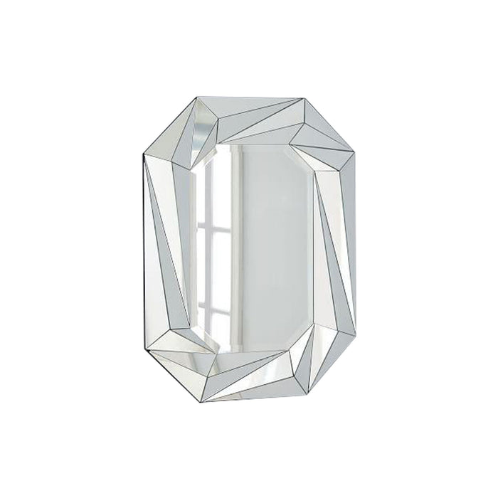 Diamond Shaped Wall Mirror With Beveled Edge Frameless Design - Silver