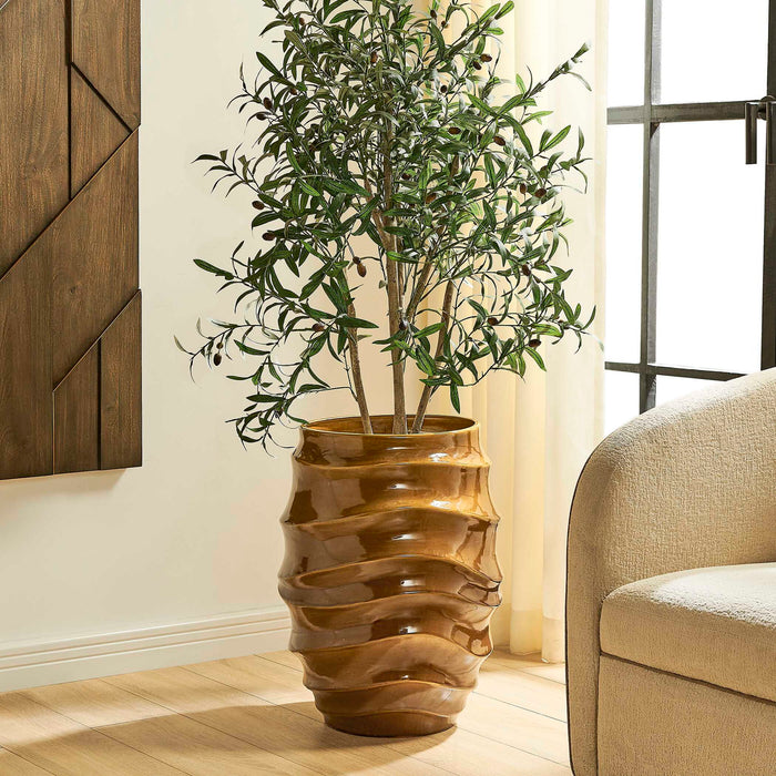 Canyon Wave - Indoor-Outdoor Earthy Planter - Brown