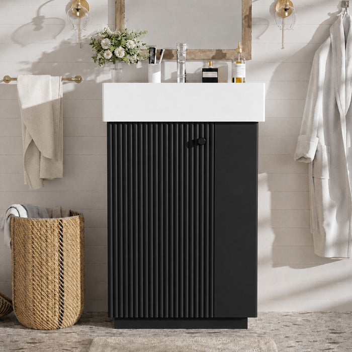 Bathroom Vanity With Sink, Freestanding Wood Grain Cabinet With Storage