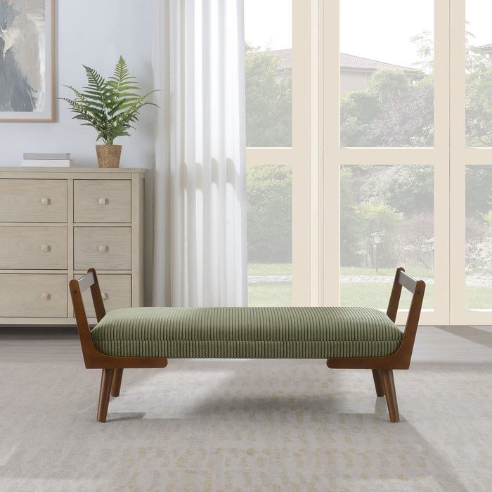 Mid-Century Bench With Wood Legs