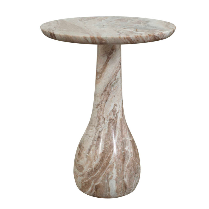 Shura - Indoor-Outdoor Marble Accent Table - Brown / White