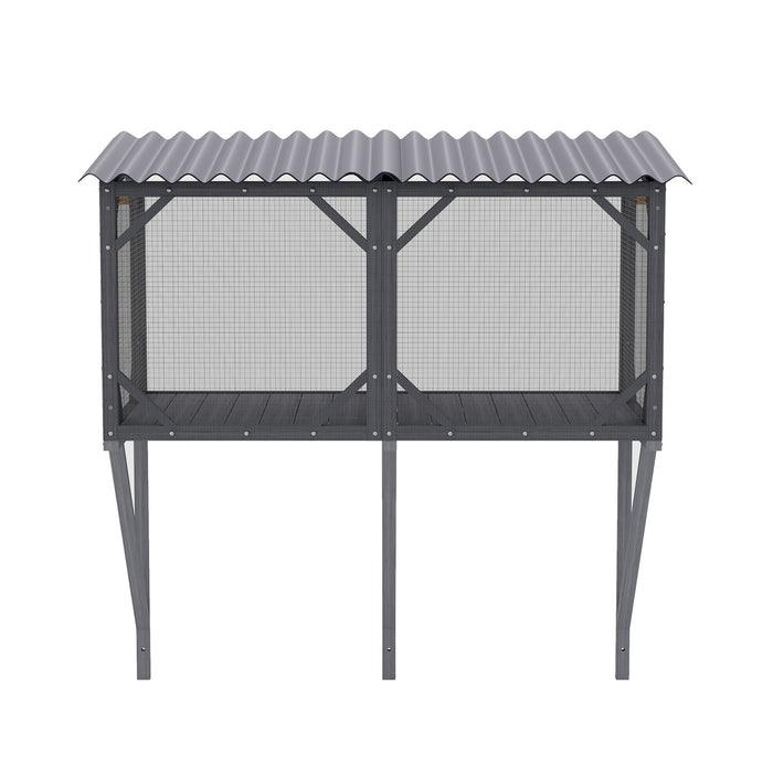 Premium Cat Window Box With Bug Proof Net For Large Indoor Cats Spruce Wood & Polyester - Antique Gray