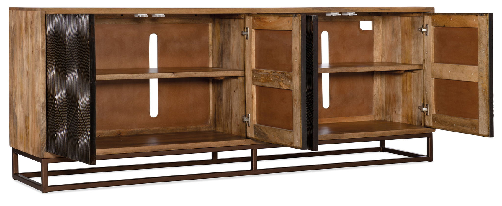 Swirl Door Entertainment Console - Light Brown / Dark Brown