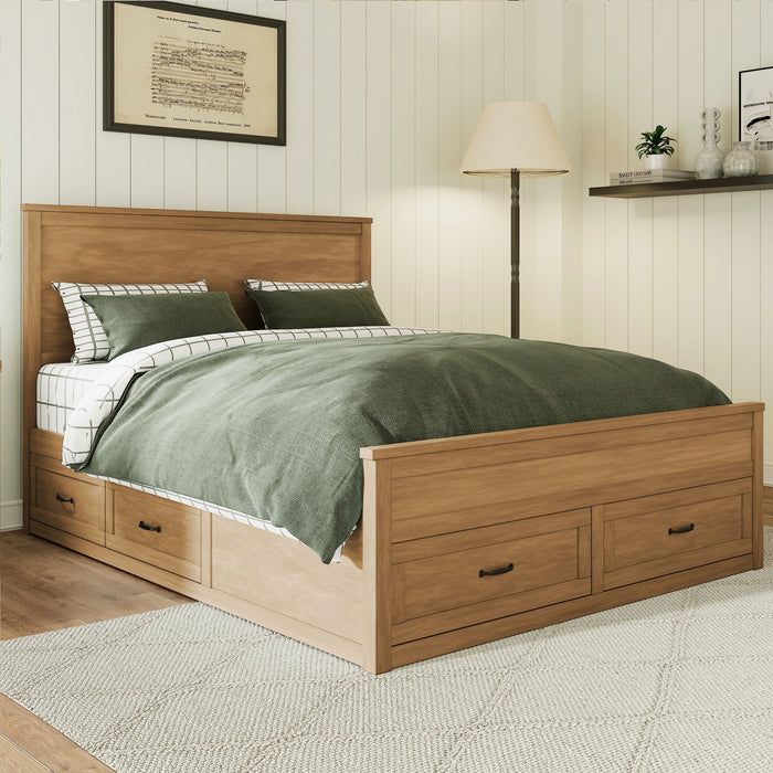 Modern Storage Platform Bed Frame With 6 Drawers