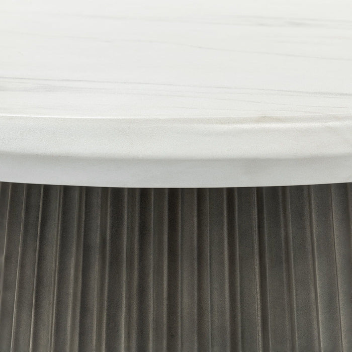 Caspia - 47" Outdoor Round Dining Table - Snowdrift White / Black