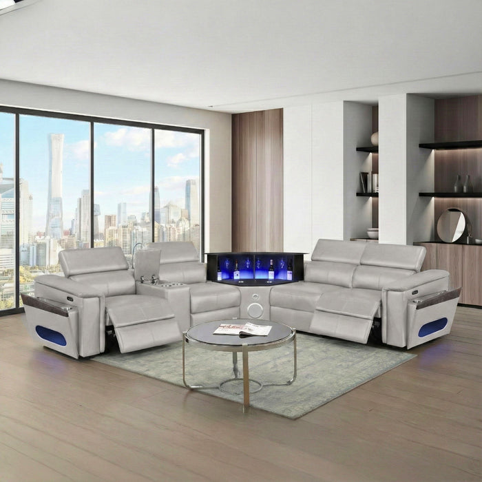Nova - Sectional With Bluetooth Speaker, LED And Lifting Wine Cabinet