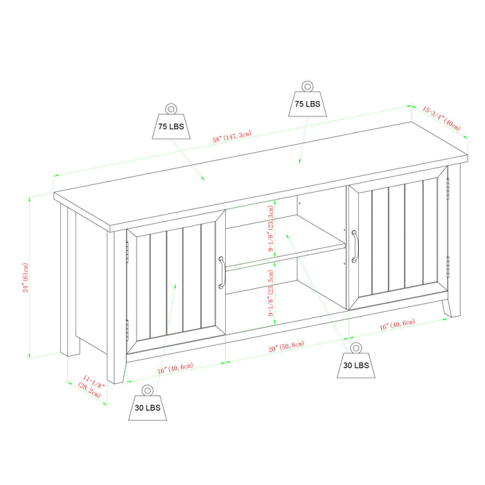Classic Grooved Door TV Stand For Tvs Up To 65"
