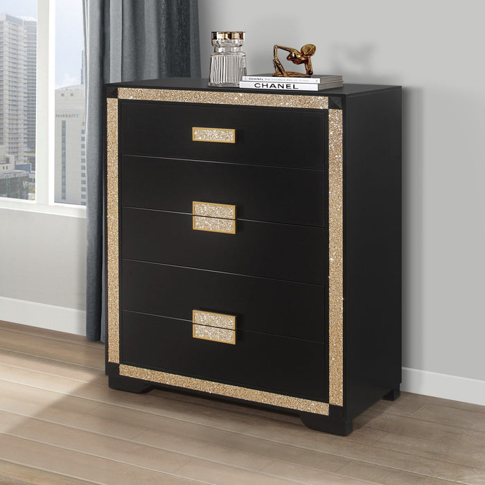 Lively - Chest With Glitter Detail And Thick Bar Handle Hardware - Black
