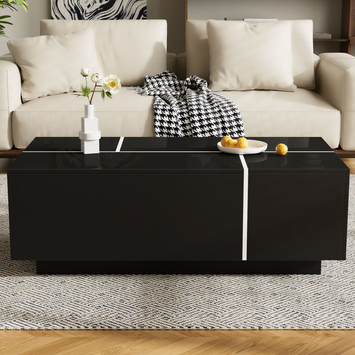 Extendable Coffee Table With 2 Hidden Storage Space And 2 Drawers For Living Room