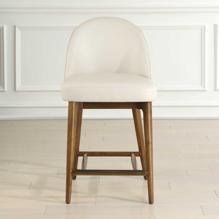 Stitches - Leather Counter Stool - White / Brown