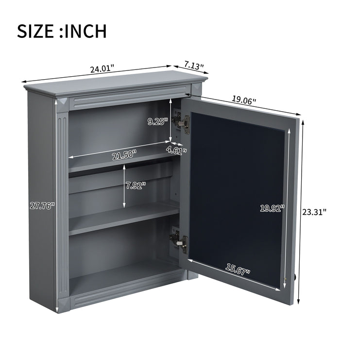 Wall Mounted Bathroom Storage Cabinet With Mirror, Medicine Cabinet With Height Adjustable Shelf