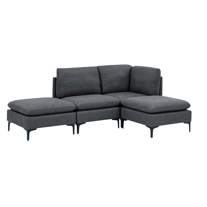 Upholstered Modular Sectional With Tall Legs, Medium Firm Seat