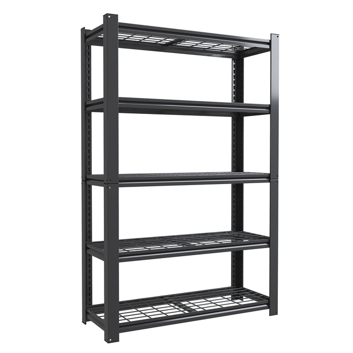 Heavy Duty 5 Tier Adjustable Metal Mesh Storage Rack With 2000 Lbs Capacity - Brushed Nickel