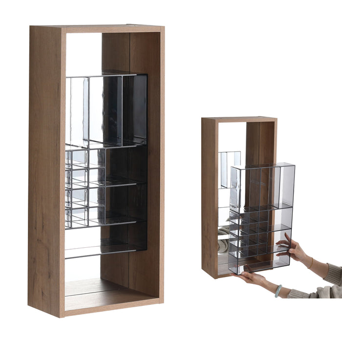 12" Wall Mounted Mirror Cabinet With Storage - Imitative Oak