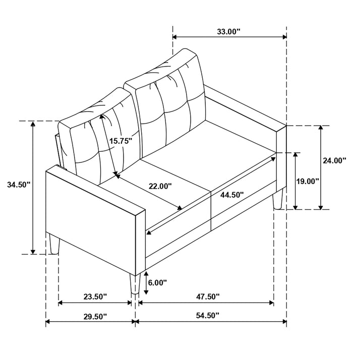Harvey - Tufted Loveseat With Track Arm Design