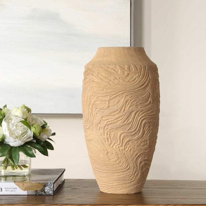 Sandstone Flow - Large Terracotta Vase - Light Brown
