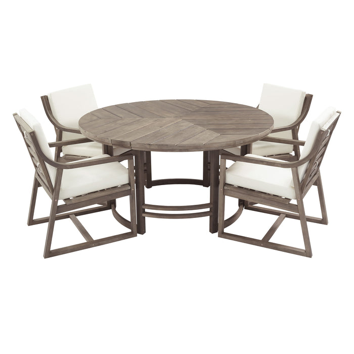 5 Piece Outdoor Dining Set, Patio Table And Chairs With Umbrella Hole