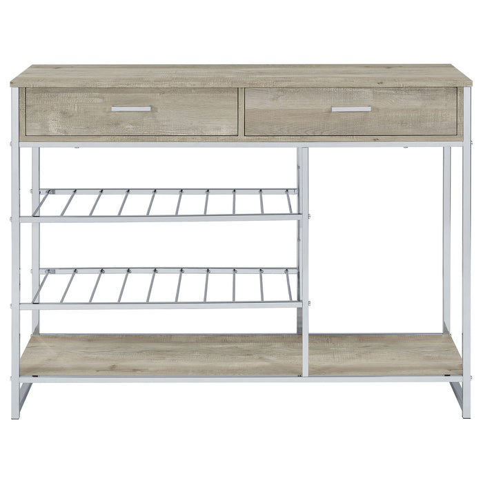 Ethel - 2 Drawer Home Bar Storage With Wine Rack - Oak