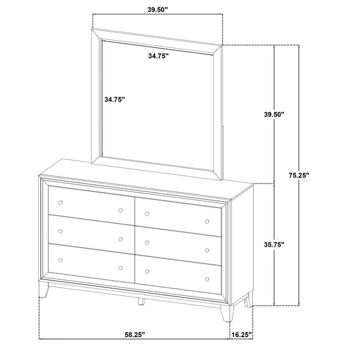 Anza - 6 Drawer Dresser With Mirro - Walnut