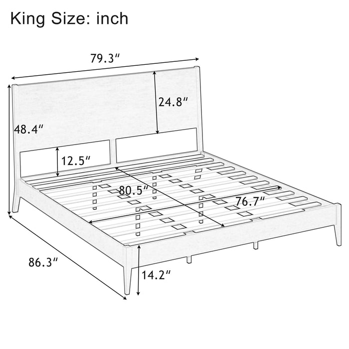 Modern Sled Platform Bed Frame With Slats