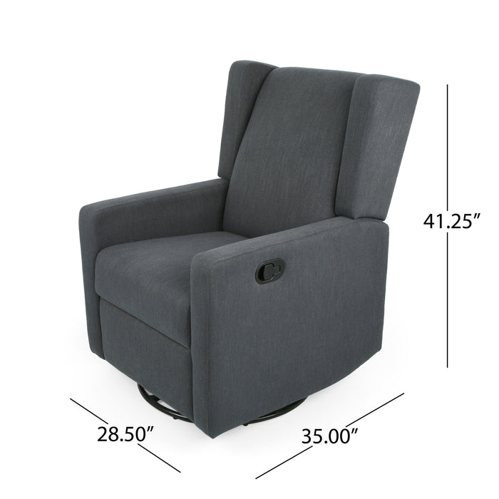 Landau Contemporary Fabric Upholstered Swivel Recliner