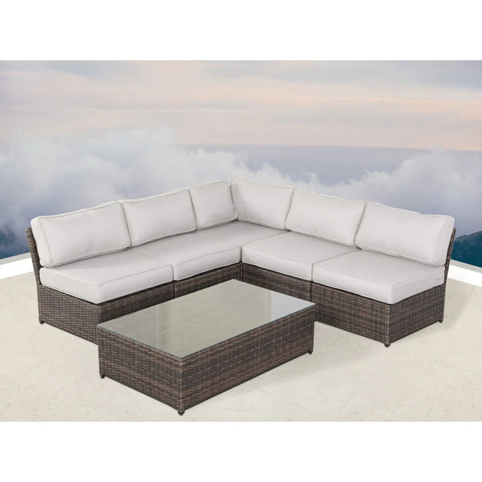 Comfortable Modern Patio Rattan Sectional Set With Cushions