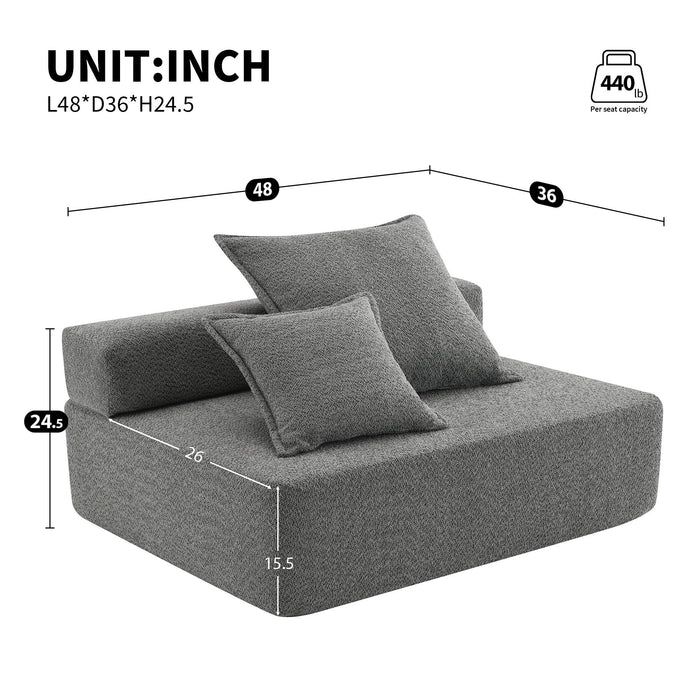Frame For Oversized Modular U Shaped Sectional, Floor Couch Convertible Compressed Couch Spacious Foam Filled Sofa