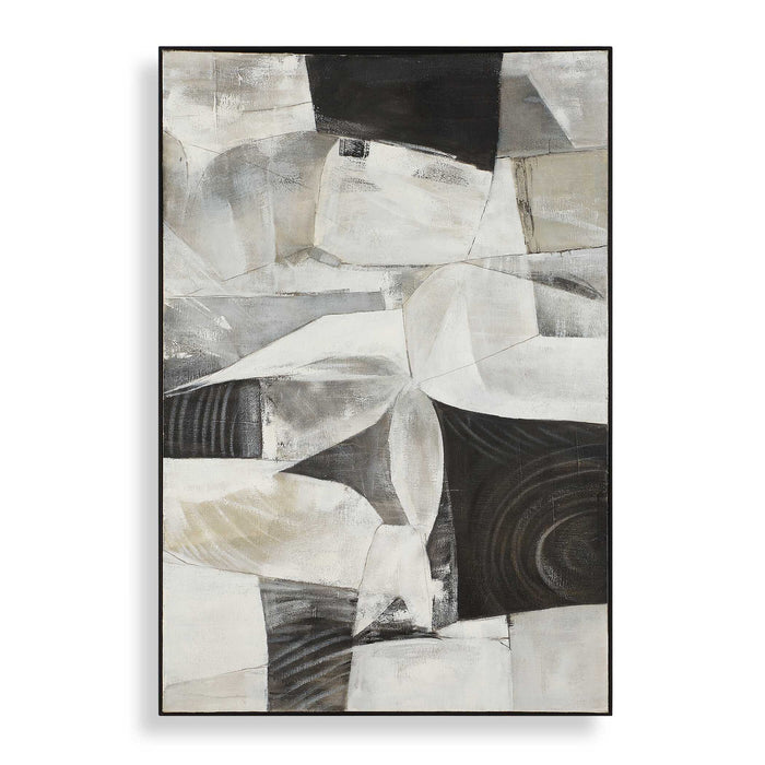 Folding - Time Framed Abstract Art - Black / Brown / Gray / White