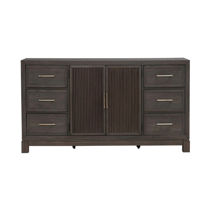 Modern Edge - 2 Door 6 Drawer Dresser - Brown