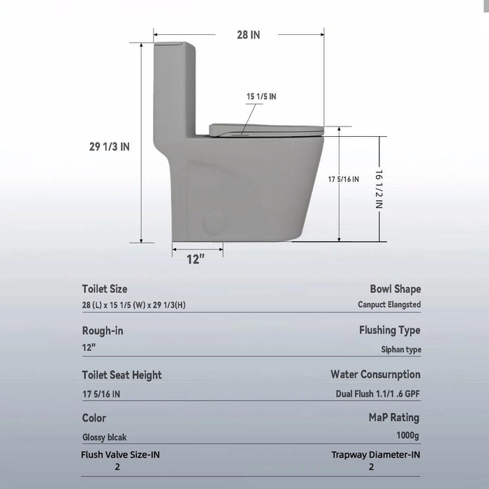 1 Piece Toilet With Tornado Flush, Dual Flush, And ADA Height Comfort Chair
