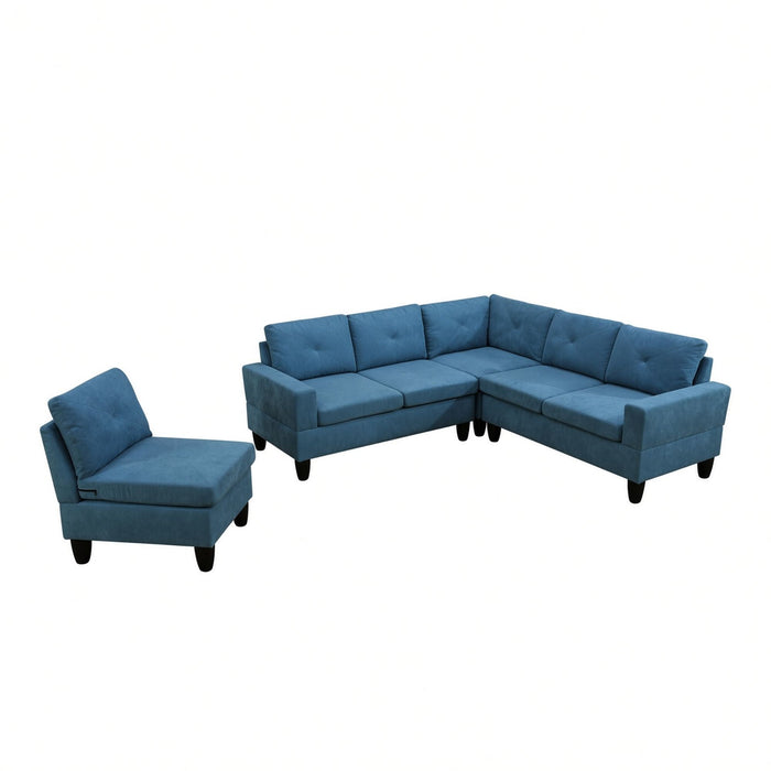 Modular L - Shaped Sectional Sofa 6 Seater 4 Piece Couch With Chaise