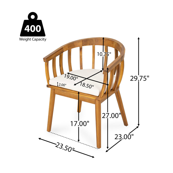 Klismos - Dining Armchair (Set of 2) - Teak / Beige