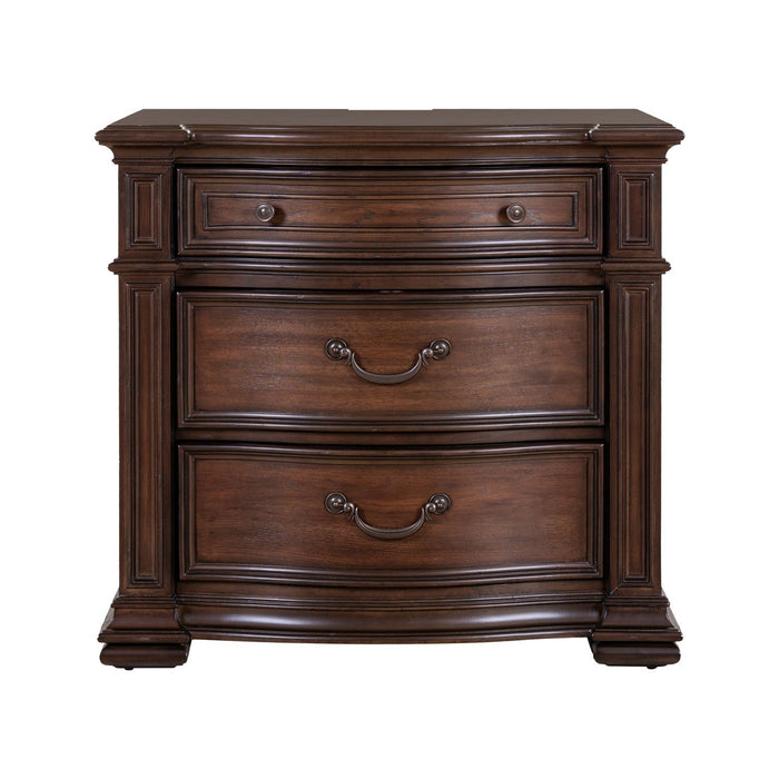 Providence Park - Bedside Chest With Charging Station - Chateau Brown